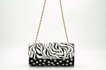 VERSACE Shoulder Bag Purse Chain Nylon Black Authentic