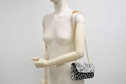 VERSACE Shoulder Bag Purse Chain Nylon Black Authentic