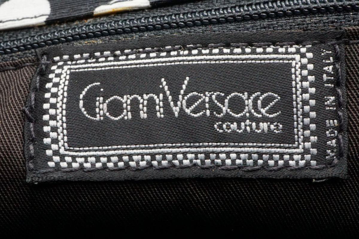VERSACE Shoulder Bag Purse Chain Nylon Black Authentic