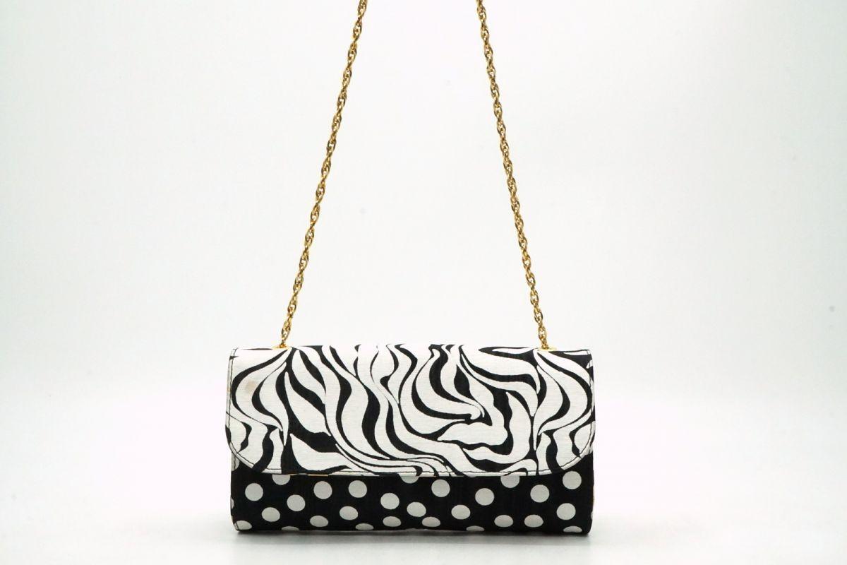 VERSACE Shoulder Bag Purse Chain Nylon Black Authentic