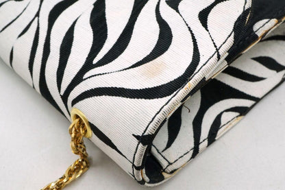 VERSACE Shoulder Bag Purse Chain Nylon Black Authentic