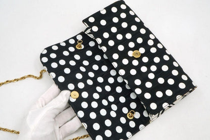 VERSACE Shoulder Bag Purse Chain Nylon Black Authentic