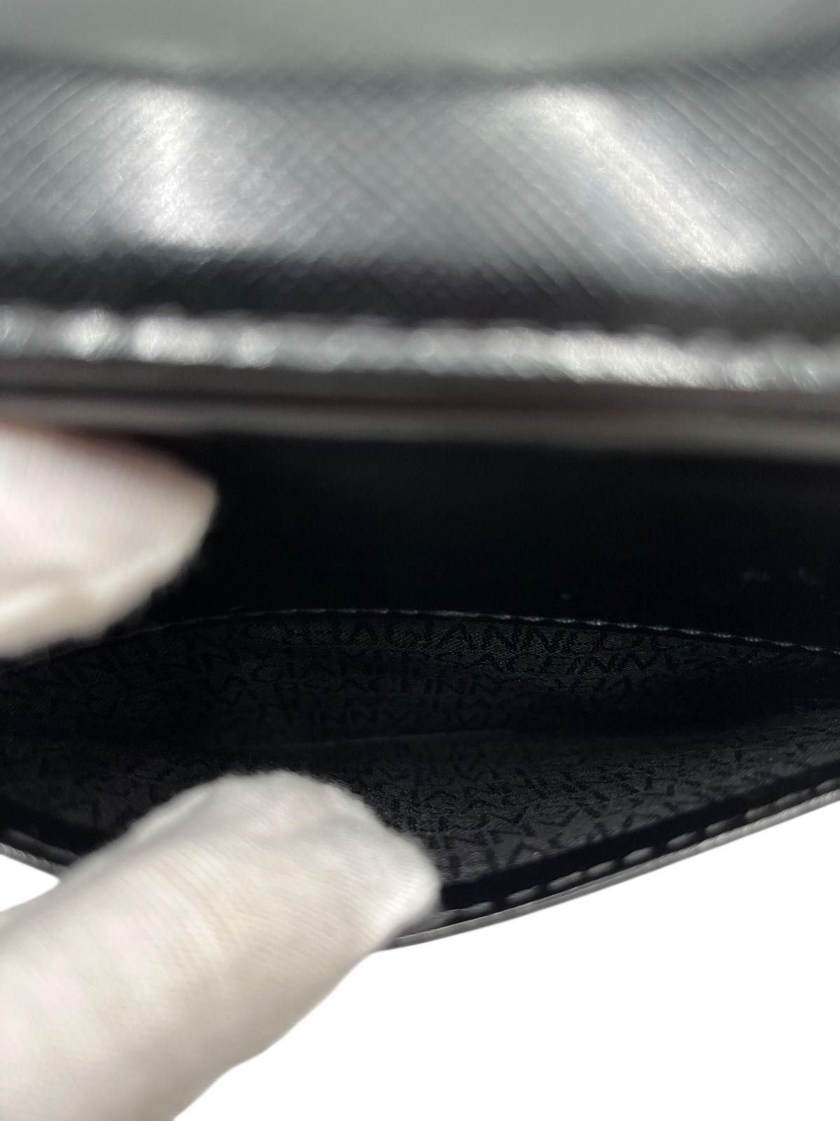 VERSACE Vanity Bag Accessory Pouch Hand Pouch Sunburst Leather Black Authentic