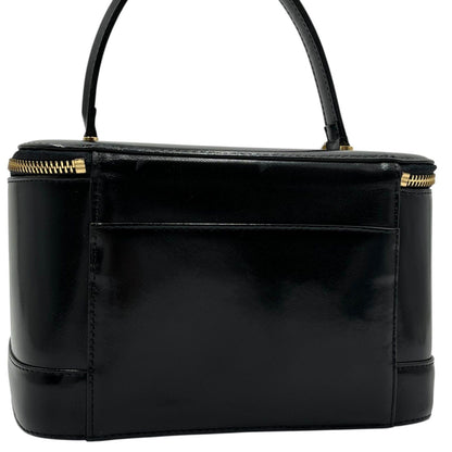 VERSACE Vanity Bag Accessory Pouch Hand Pouch Sunburst Leather Black Authentic