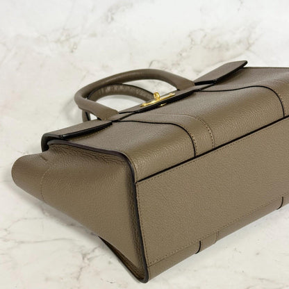 MULBERRY Bayswater Handbag Shoulder Bag Purse Gray beige Leather Used Authentic
