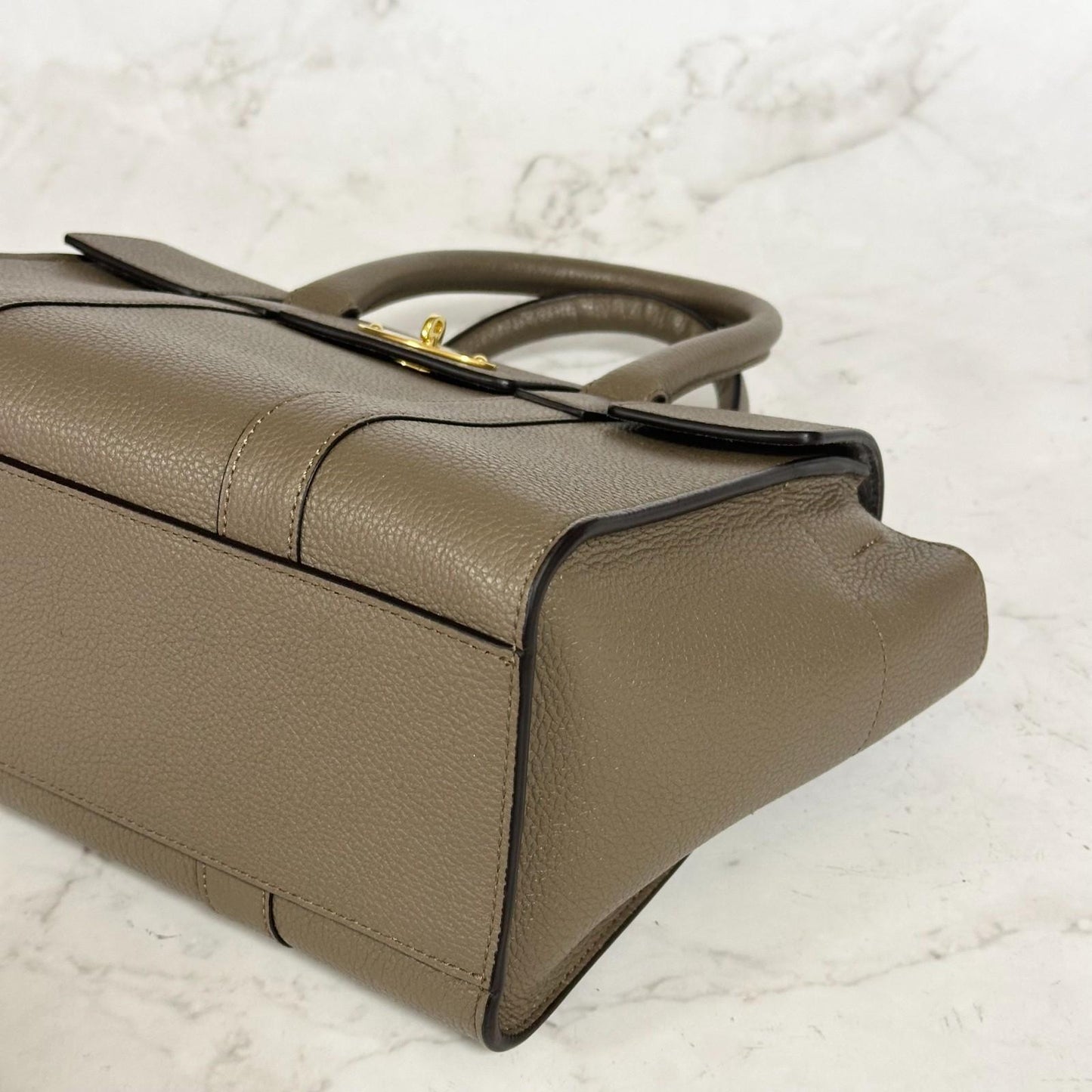 MULBERRY Bayswater Handbag Shoulder Bag Purse Gray beige Leather Used Authentic