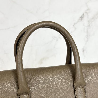 MULBERRY Bayswater Handbag Shoulder Bag Purse Gray beige Leather Used Authentic