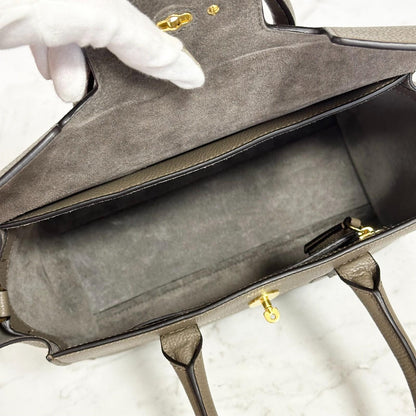 MULBERRY Bayswater Handbag Shoulder Bag Purse Gray beige Leather Used Authentic