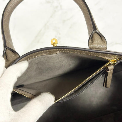 MULBERRY Bayswater Handbag Shoulder Bag Purse Gray beige Leather Used Authentic