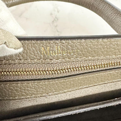 MULBERRY Bayswater Handbag Shoulder Bag Purse Gray beige Leather Used Authentic