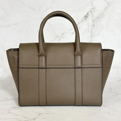 MULBERRY Bayswater Handbag Shoulder Bag Purse Gray beige Leather Used Authentic