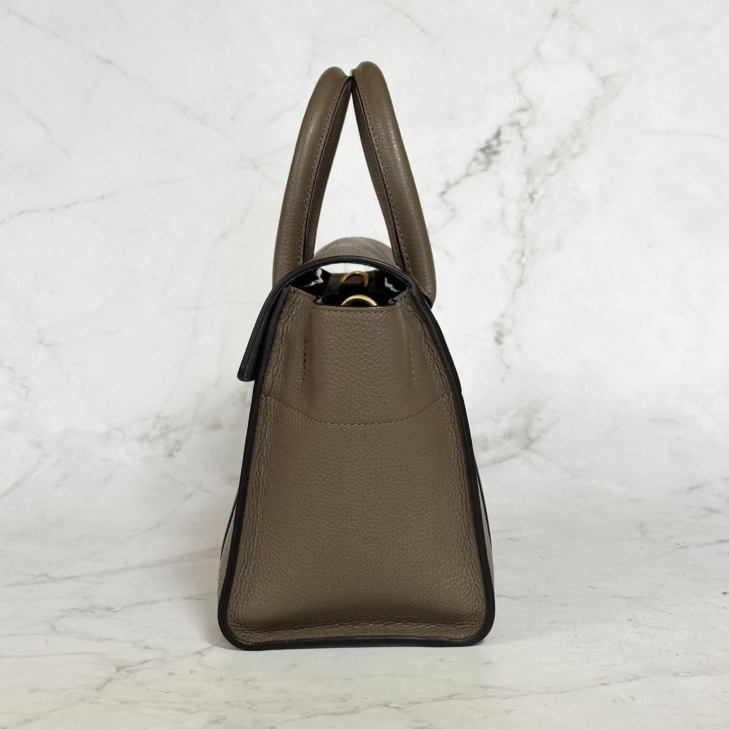 MULBERRY Bayswater Handbag Shoulder Bag Purse Gray beige Leather Used Authentic