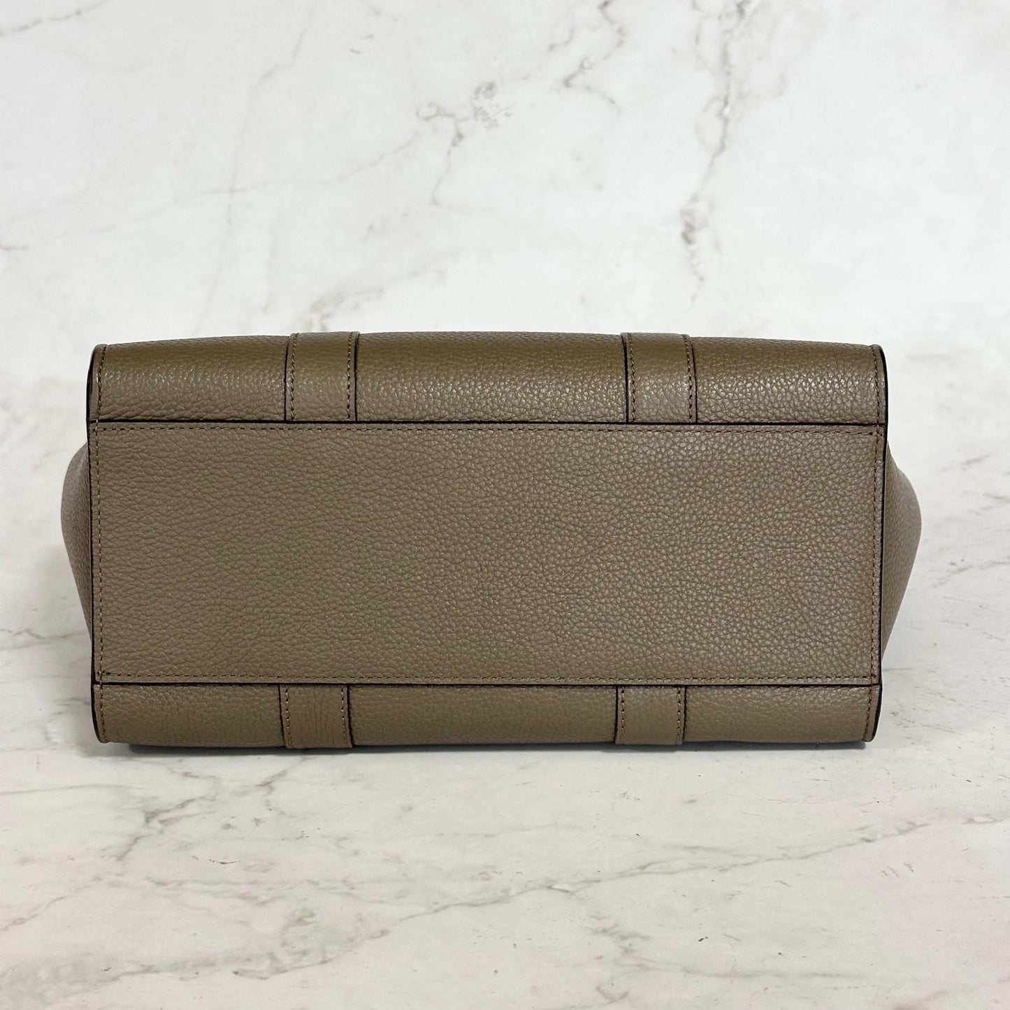 MULBERRY Bayswater Handbag Shoulder Bag Purse Gray beige Leather Used Authentic