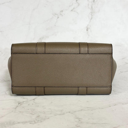 MULBERRY Bayswater Handbag Shoulder Bag Purse Gray beige Leather Used Authentic