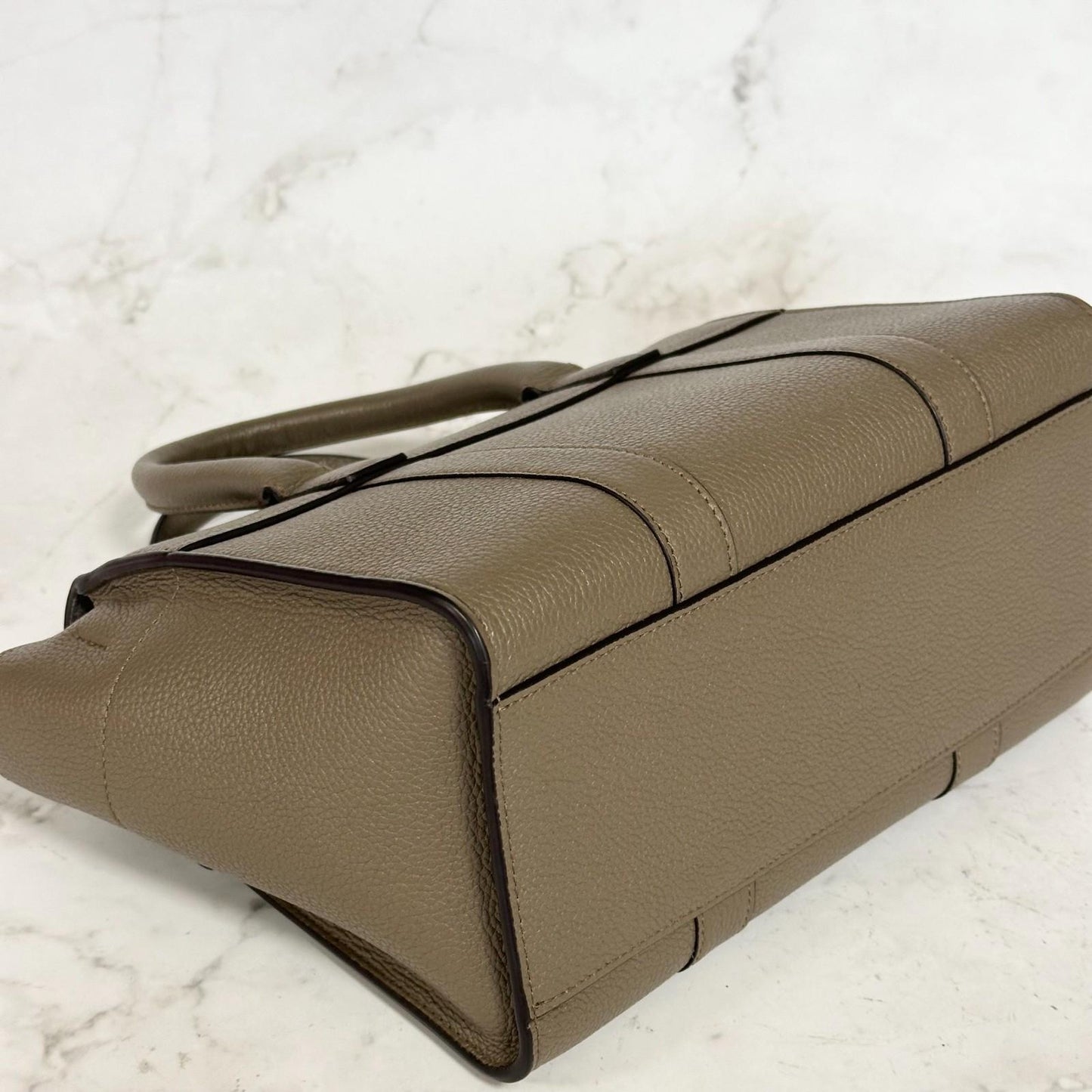 MULBERRY Bayswater Handbag Shoulder Bag Purse Gray beige Leather Used Authentic