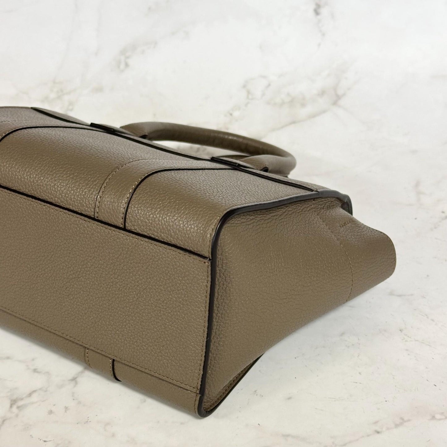 MULBERRY Bayswater Handbag Shoulder Bag Purse Gray beige Leather Used Authentic