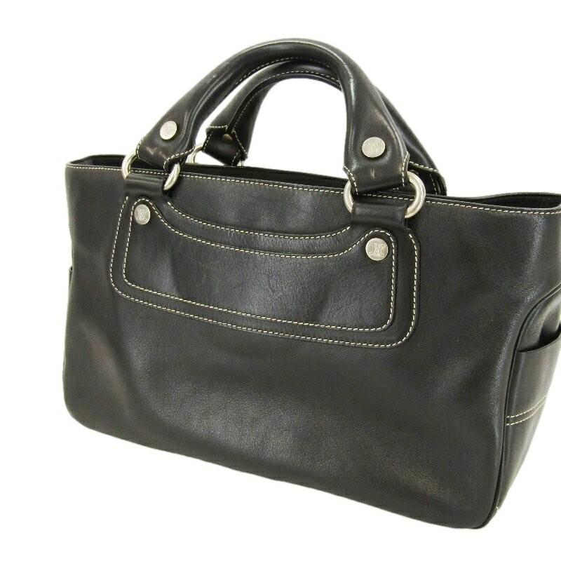 CELINE Hand Bag Tote Purse Boogie Leather Black Authentic