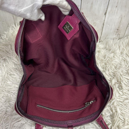 FENDI Hand Bag Tote Purse FF Baguette Leather Red Bordeaux Authentic