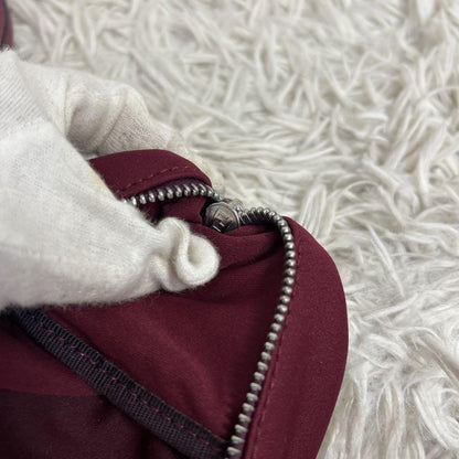 FENDI Hand Bag Tote Purse FF Baguette Leather Red Bordeaux Authentic