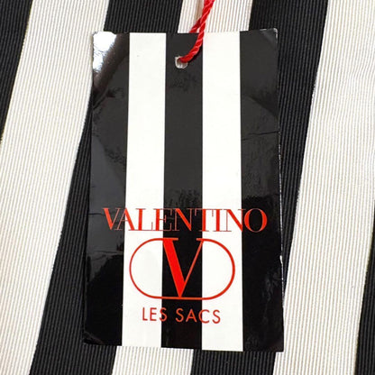 Valentino Hand Bag Tote Purse Canvas Black White Authentic