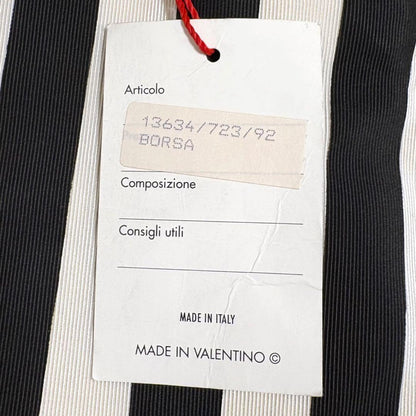 Valentino Hand Bag Tote Purse Canvas Black White Authentic