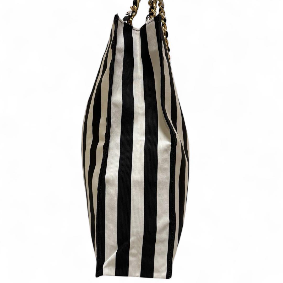 Valentino Hand Bag Tote Purse Canvas Black White Authentic