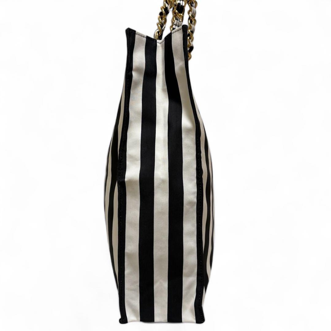 Valentino Hand Bag Tote Purse Canvas Black White Authentic