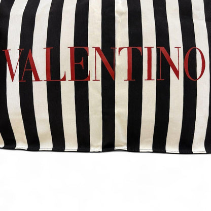 Valentino Hand Bag Tote Purse Canvas Black White Authentic