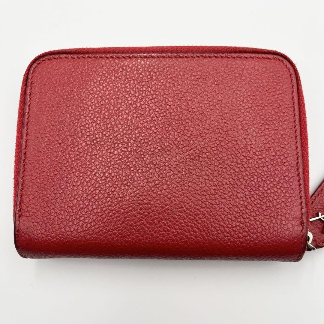 Saint Laurent Bi-fold Wallet Flap Compact Purse Logo Leather Red Auth
