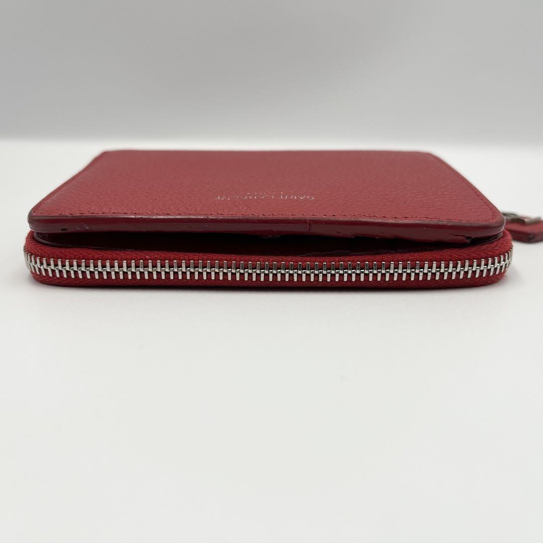Saint Laurent Bi-fold Wallet Flap Compact Purse Logo Leather Red Auth