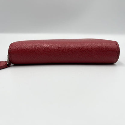 Saint Laurent Bi-fold Wallet Flap Compact Purse Logo Leather Red Auth