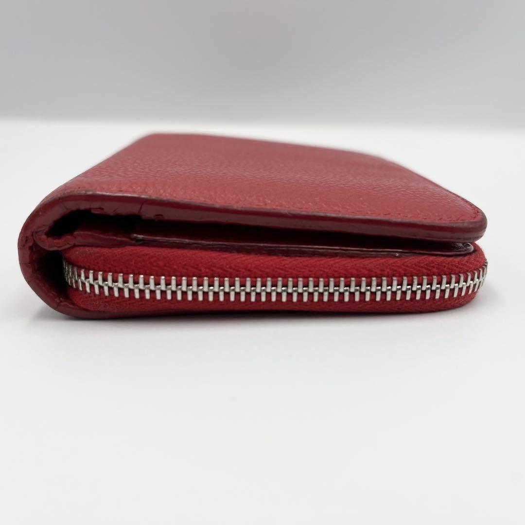Saint Laurent Bi-fold Wallet Flap Compact Purse Logo Leather Red Auth