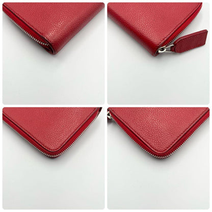 Saint Laurent Bi-fold Wallet Flap Compact Purse Logo Leather Red Auth