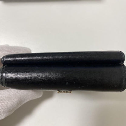 Saint Laurent Tri-fold Wallet Compact Purse YSL Cassandra Leather Black Auth