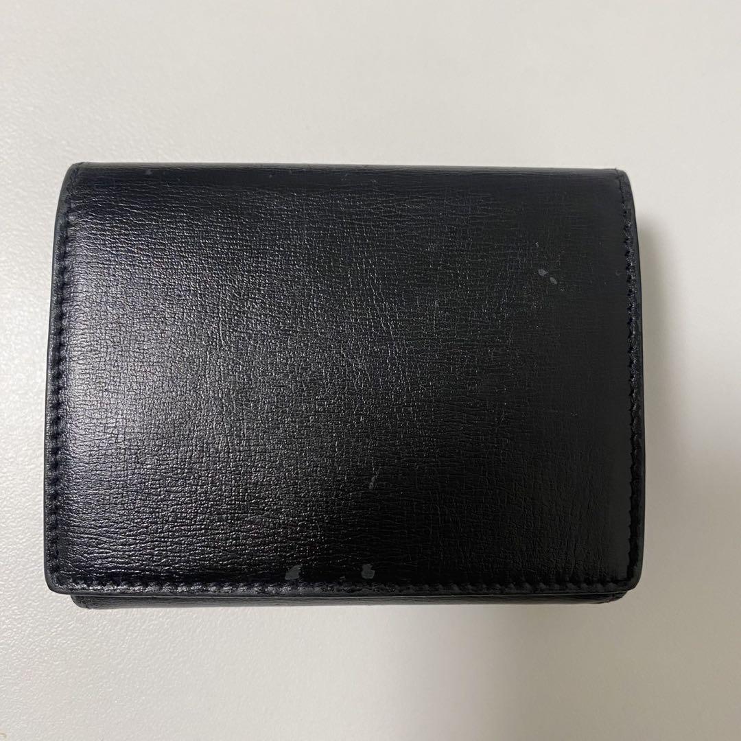 Saint Laurent Tri-fold Wallet Compact Purse YSL Cassandra Leather Black Auth