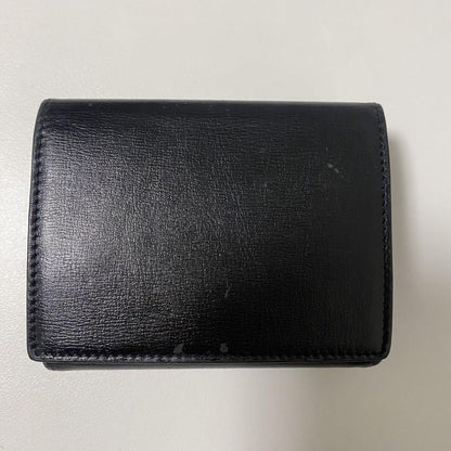 Saint Laurent Tri-fold Wallet Compact Purse YSL Cassandra Leather Black Auth