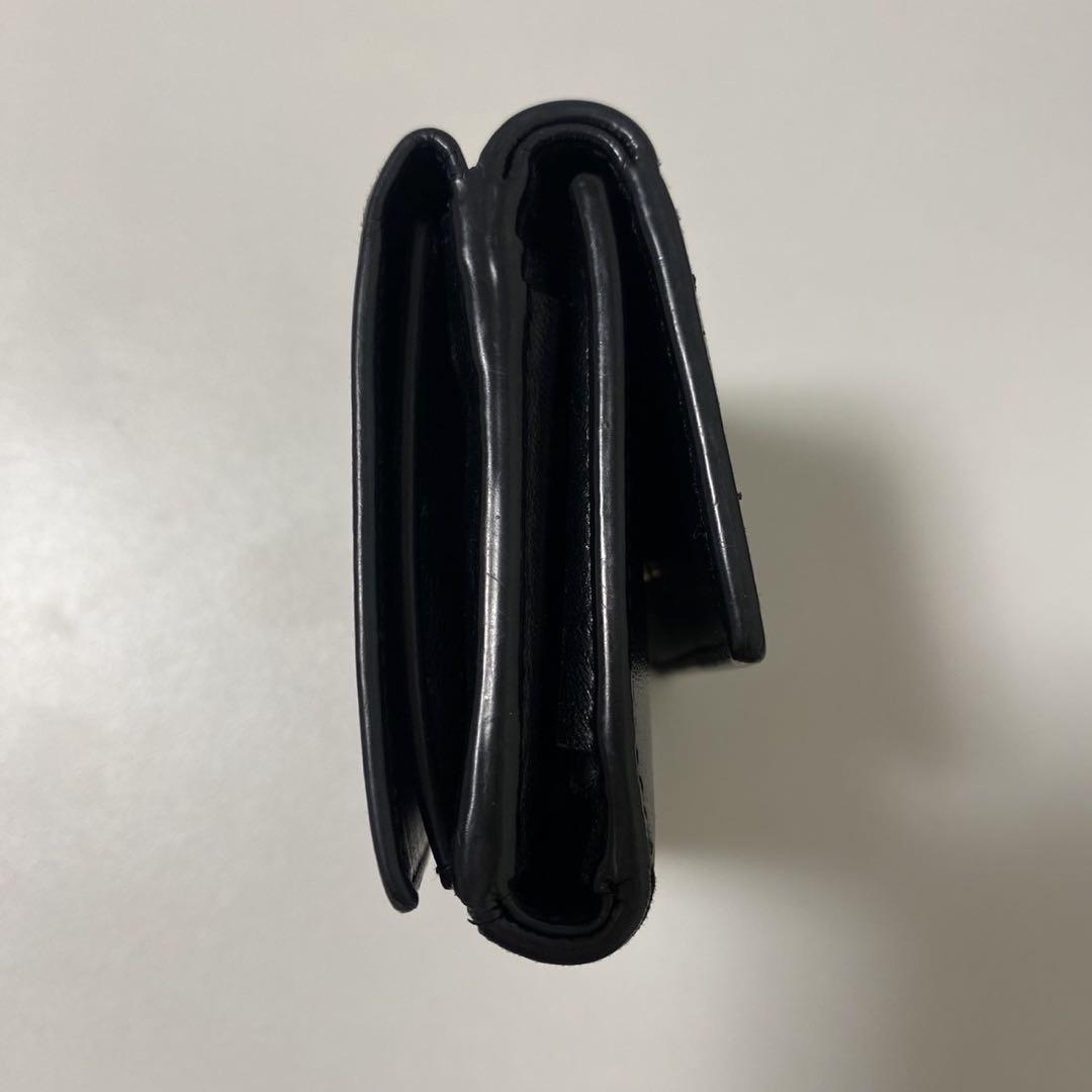 Saint Laurent Tri-fold Wallet Compact Purse YSL Cassandra Leather Black Auth