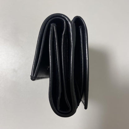 Saint Laurent Tri-fold Wallet Compact Purse YSL Cassandra Leather Black Auth