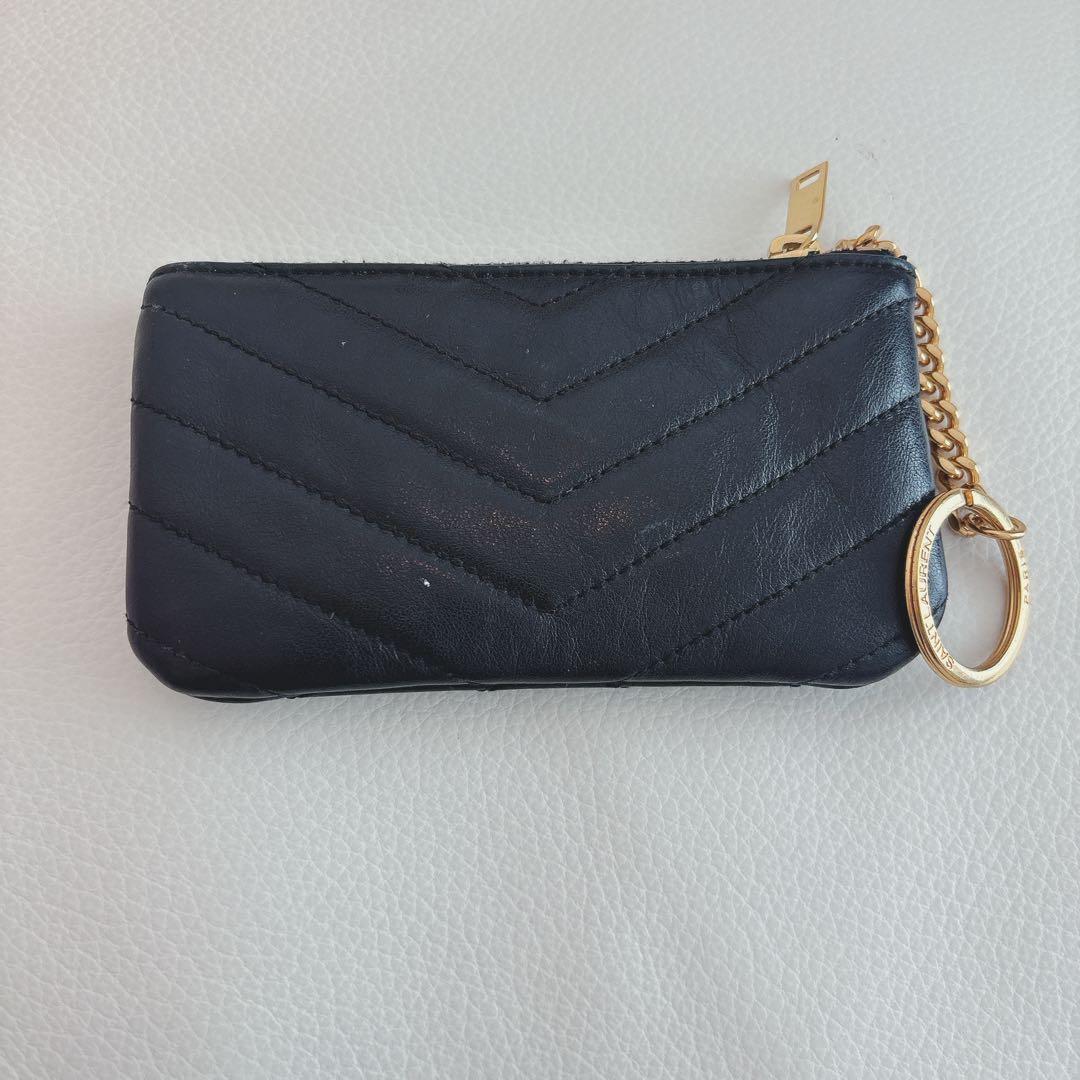 Saint Laurent Key Pouch Coin Case Card Holder Compact Wallet Purse YSL Authentic