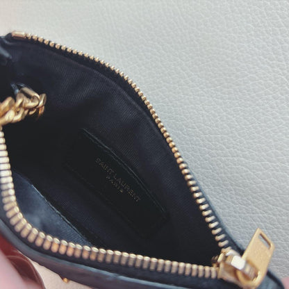 Saint Laurent Key Pouch Coin Case Card Holder Compact Wallet Purse YSL Authentic
