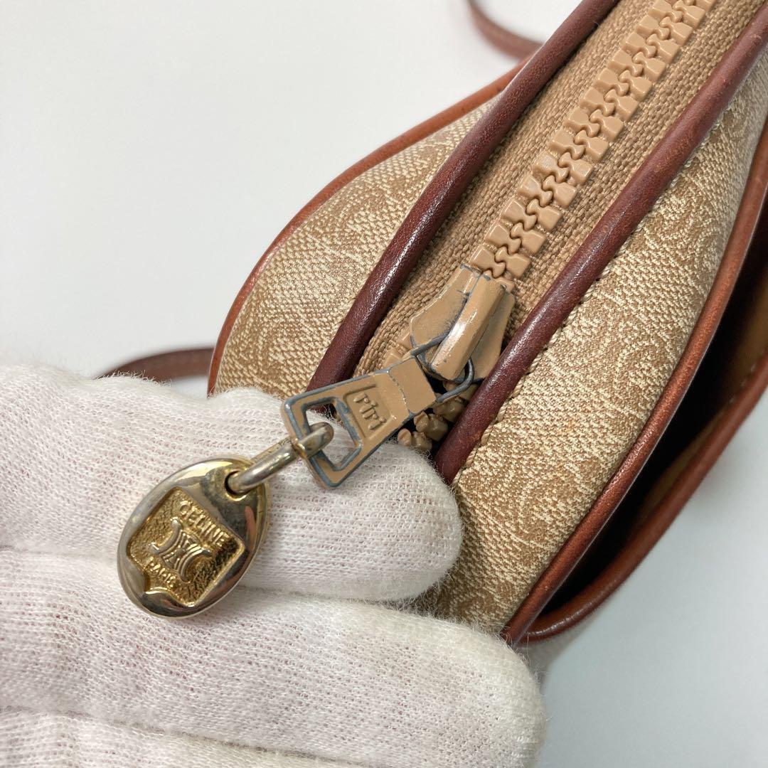 CELINE shoulder bag Macadam Purse PVC Beige Brown Authentic Women's Used