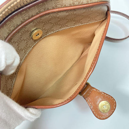 CELINE shoulder bag Macadam Purse PVC Beige Brown Authentic Women's Used
