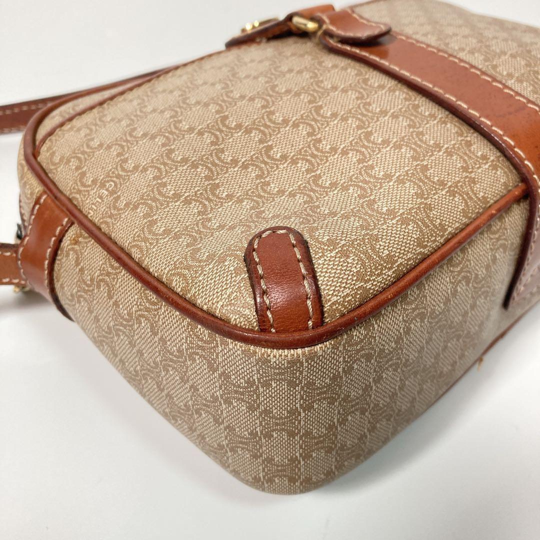 CELINE shoulder bag Macadam Purse PVC Beige Brown Authentic Women's Used