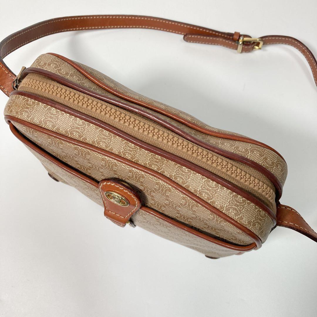 CELINE shoulder bag Macadam Purse PVC Beige Brown Authentic Women's Used