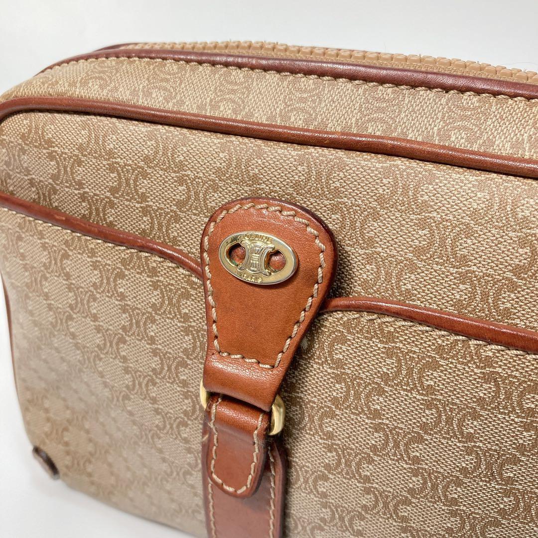 CELINE shoulder bag Macadam Purse PVC Beige Brown Authentic Women's Used