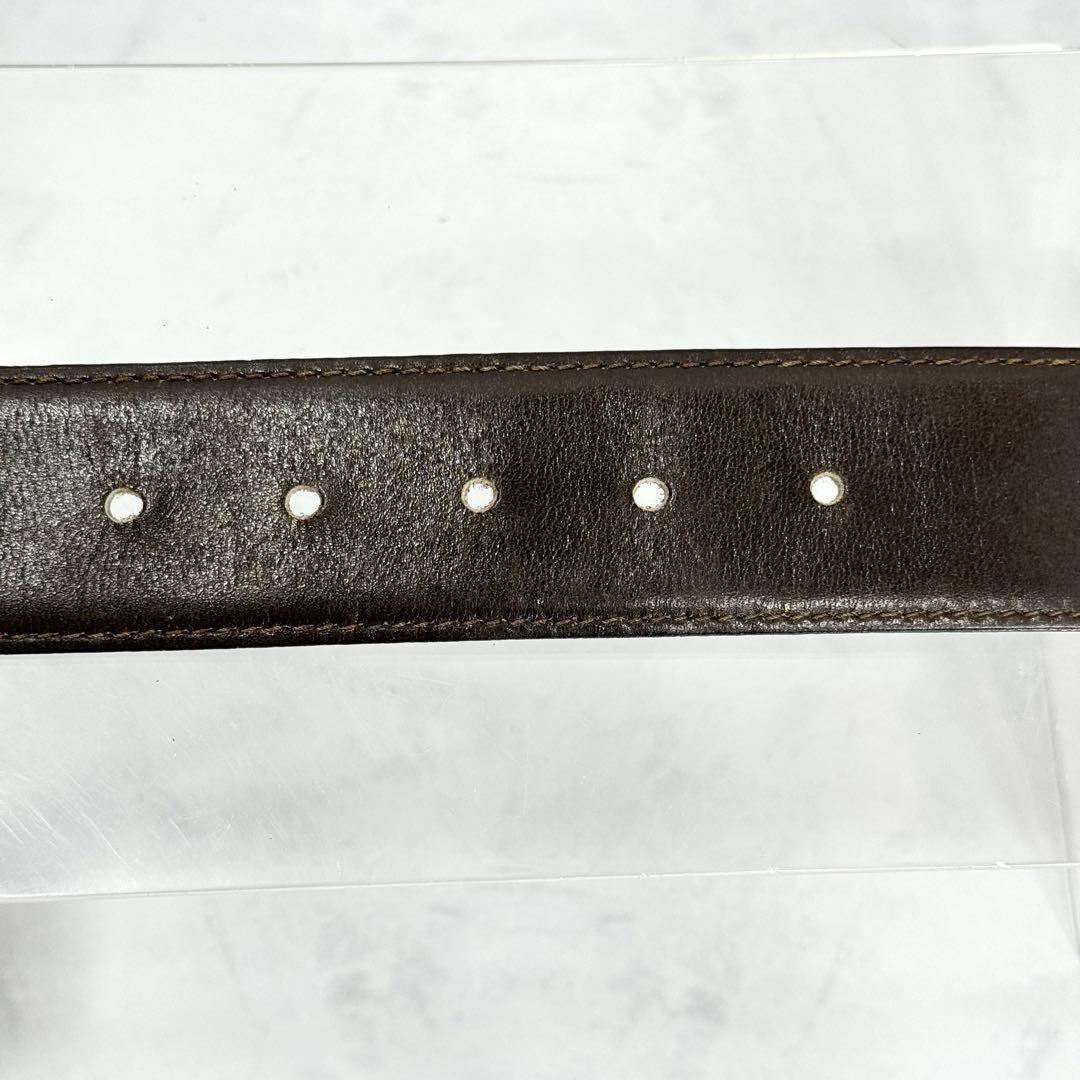 CELINE Men's Belt Horse carriage Dark Brown Gold Leather Authentic