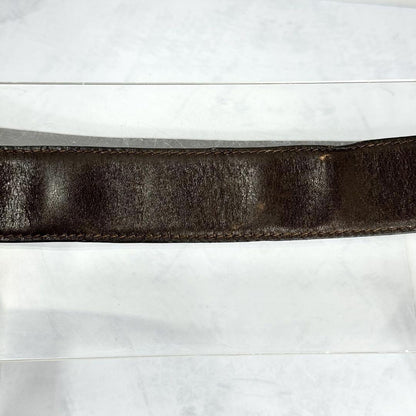 CELINE Men's Belt Horse carriage Dark Brown Gold Leather Authentic