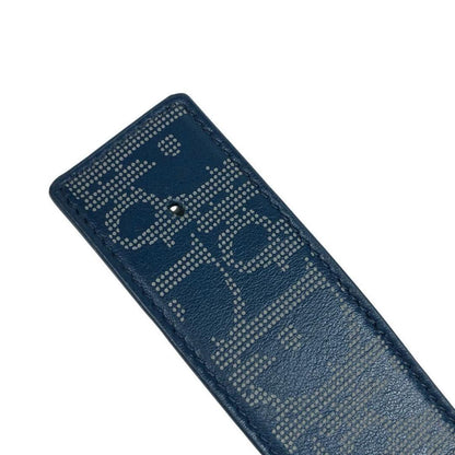 Christian Dior Men's Belt Oblique Trotter Leather Navy Authentic