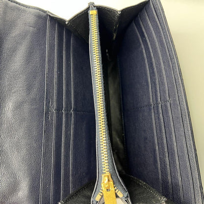 Saint Laurent Flap Wallet Long Purse YSL Cassandra Leather Navy Authentic
