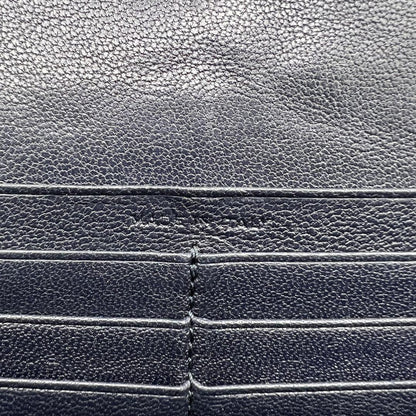 Saint Laurent Flap Wallet Long Purse YSL Cassandra Leather Navy Authentic